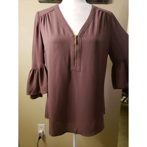 EXPRESS | purple ruffled long-sleeve blouse
